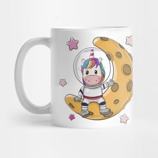 Cute Unicorn Astronaut sitting on the moon Mug